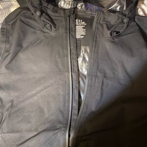 Time and Tru Black  rain  Jacket with front zipper pockets